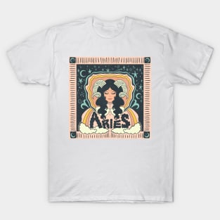 Retro Aries Psychedelic Bandana Pattern T-Shirt